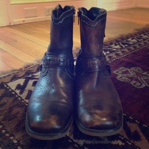 Men’s Bedstu brown distressed leather harness boot